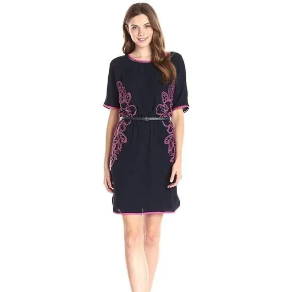 Adrianna Papell - INTO THE GARDEN Embroidered Bateau Neck Column Dress NWT $228